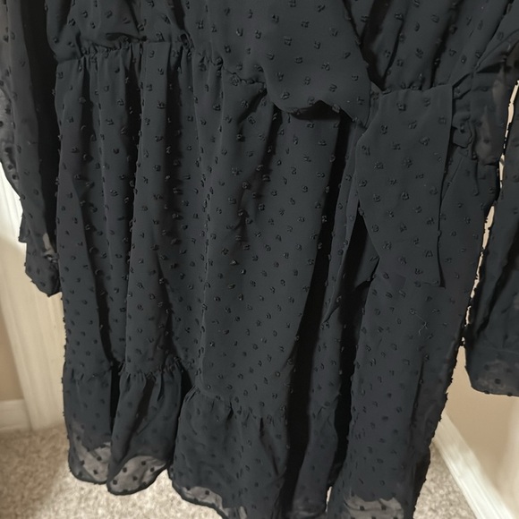 Zara Black Mock Wrap Skort with Bishop Sleeves - Picture 3 of 7